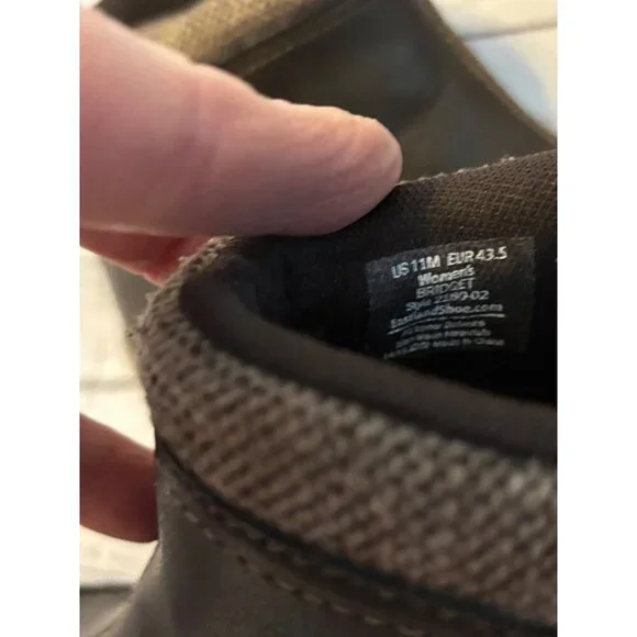 Eastland Brown Leather Zip Chic Ankle Boots Fabric Trim Size Women’s 11M - Picture 8 of 10